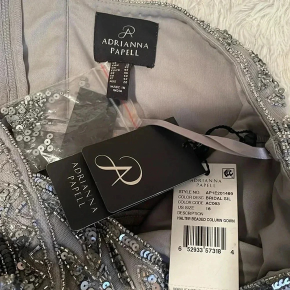 Adrianna papell size 16 Silver floor length gown - Picture 15 of 16
